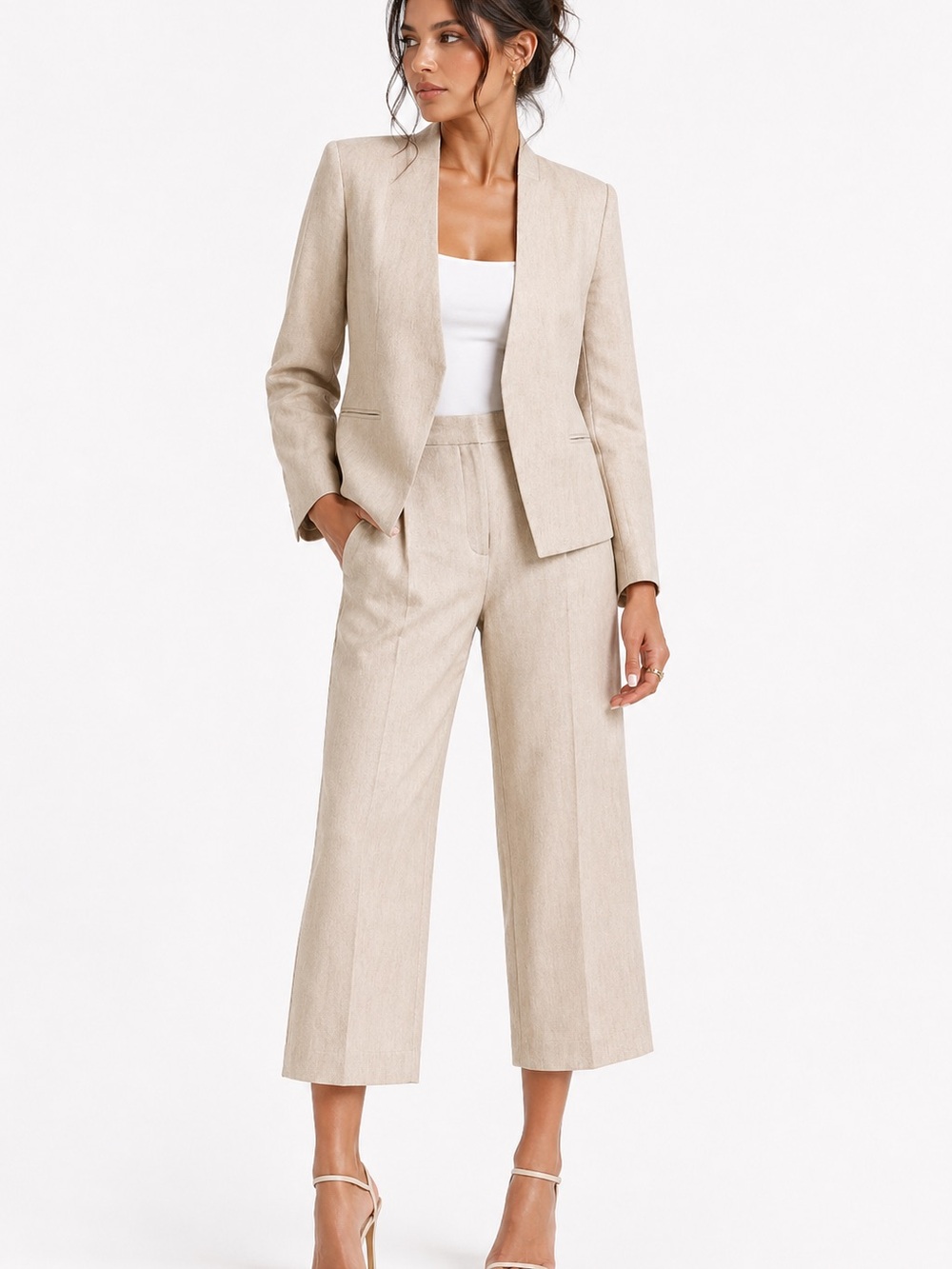Calvin Klein Light Beige Open-Front Blazer